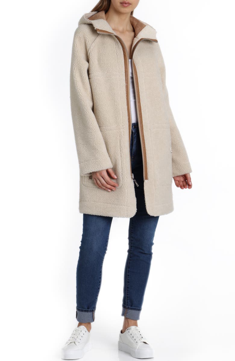 Avec Les Filles Reversible Faux Shearling Coat, Alternate, color, 