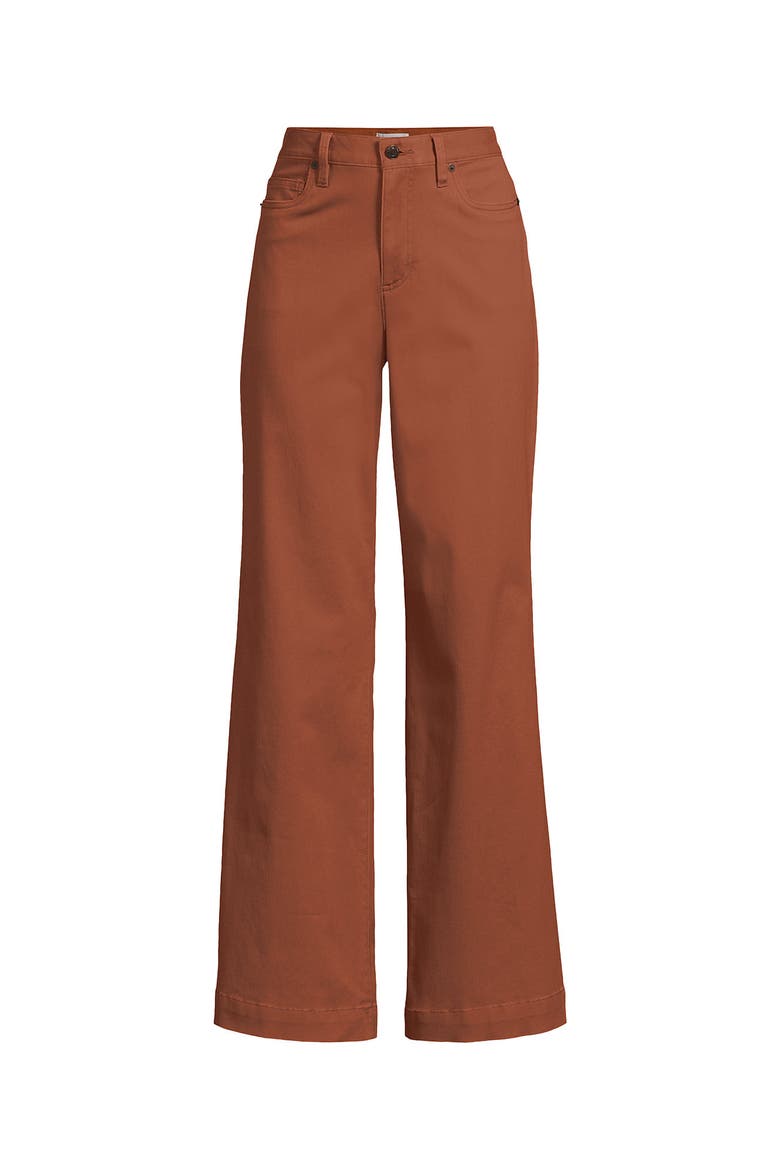 High Rise 5 Pocket Wide Leg Chino Pants, Alternate, color, Rich Ginger Brown