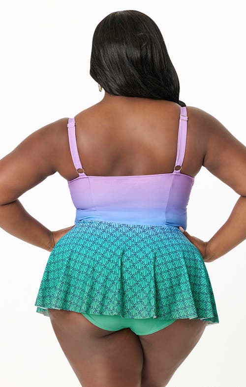 Unique Vintage Plus Size Spaghetti Strap Sweetheart Skirted One Piece Swimsuit