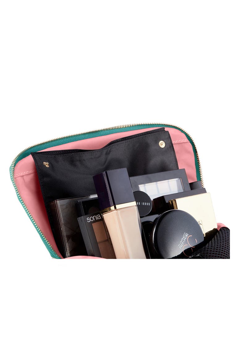 Signature Makeup Bag, Alternate, color, JADE/ BLUSH