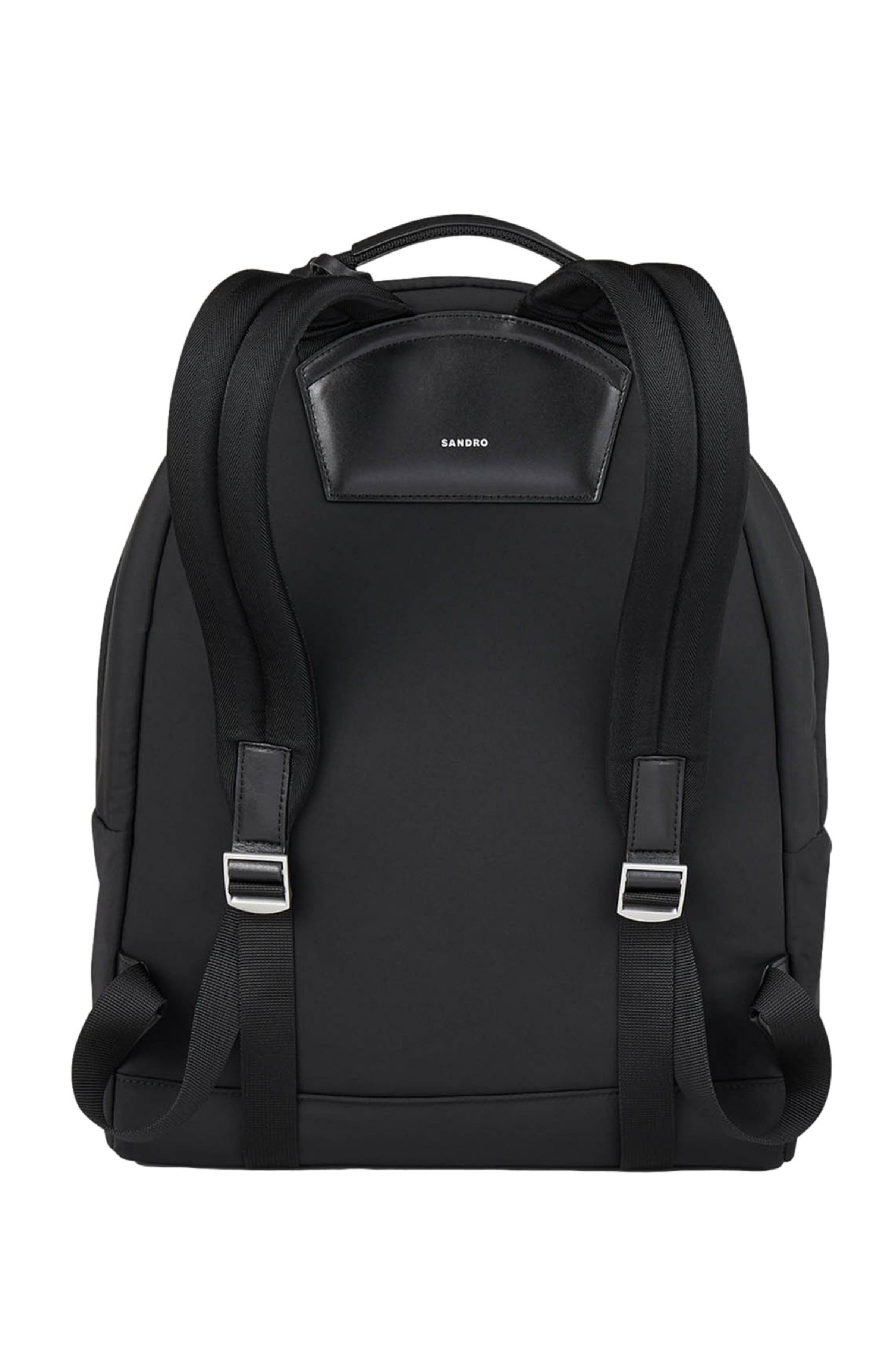 SANDRO Canvas and leather backpack, Alternate, color, 