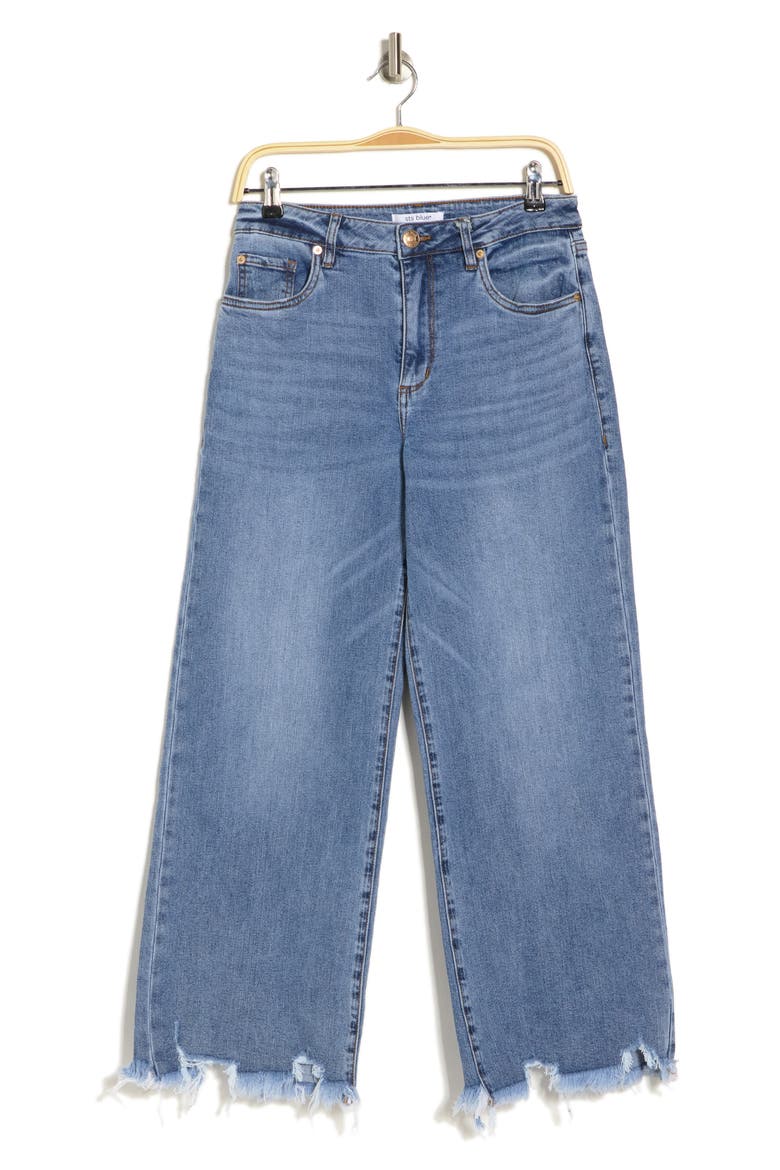 Sabrina High Waist Wide Leg Raw Hem Jeans, Alternate, color, HILLMAN