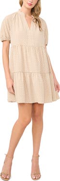 CeCe Geometric Print Babydoll Dress
