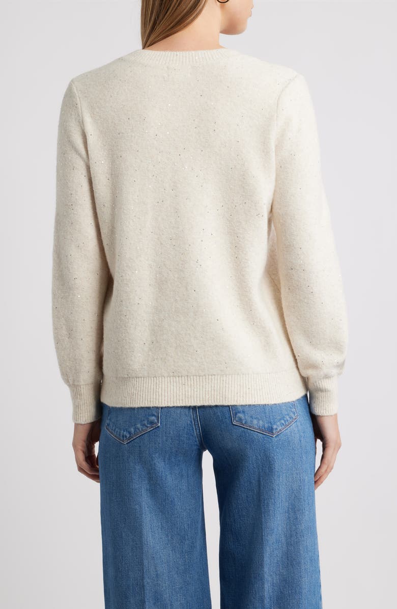Caslon<sup>®</sup> Sequin V-Neck Sweater, Alternate, color, Beige Oatmeal Light Heather
