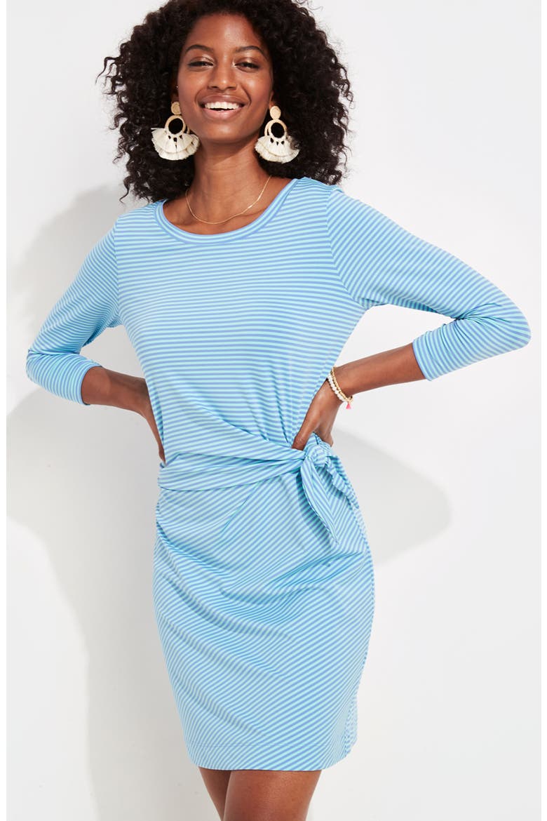Sankaty Stripe Side Tie Dress, Alternate, color, CAICOS/ PERIWINKLE