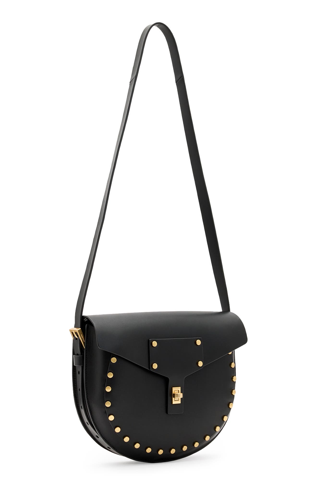 AllSaints Miro Leather Saddle Bag, Alternate, color, 