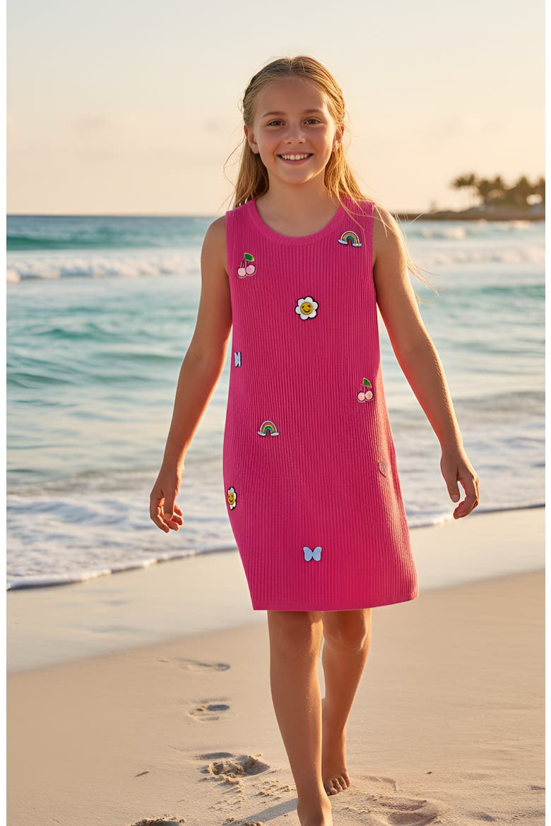 Crochet Knit Summer Shift Dress, Alternate, color, Fuschia