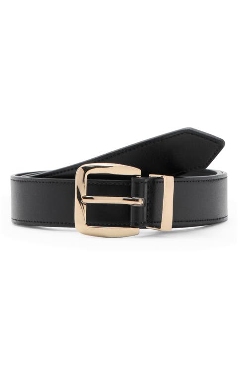 Embossed Buckle Faux Leather Belt