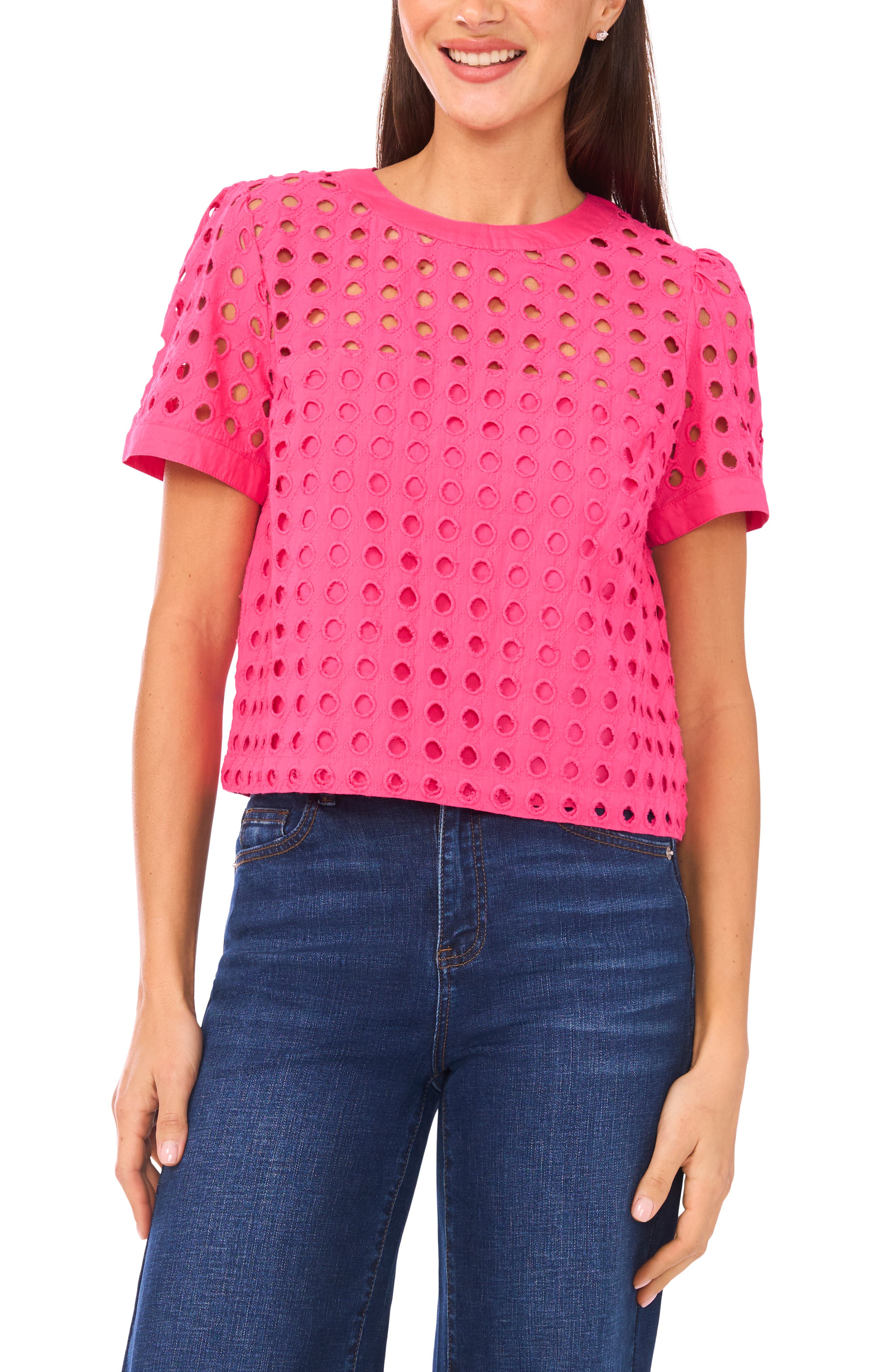 Circle Eyelet Cotton Top - image 3