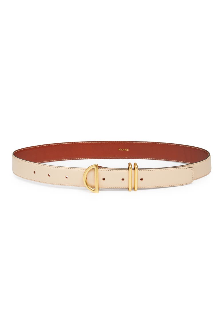 Crescent Leather Belt, Main, color, BEIGE