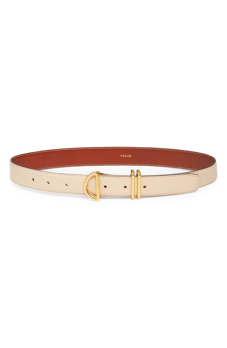 FRAME Crescent Leather Belt, Main, color, Beige