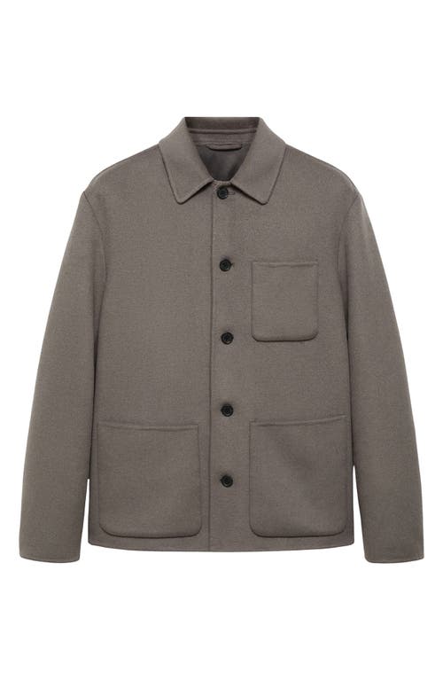 Mango Men's Wool-blend Overshirt In Medium Brown