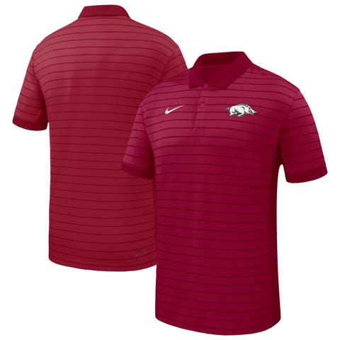 Men's Nike Cardinal Arkansas Razorbacks 2025 Early Season Coaches Sideline Victory Stripe Performance Polo