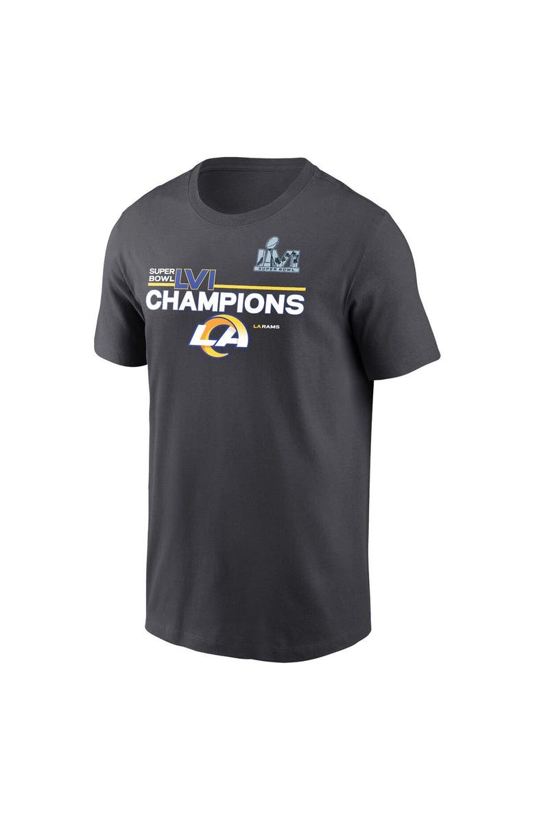 Nike Men's Nike Anthracite Los Angeles Rams Super Bowl LVI Champions Roster T-Shirt, Alternate, color,