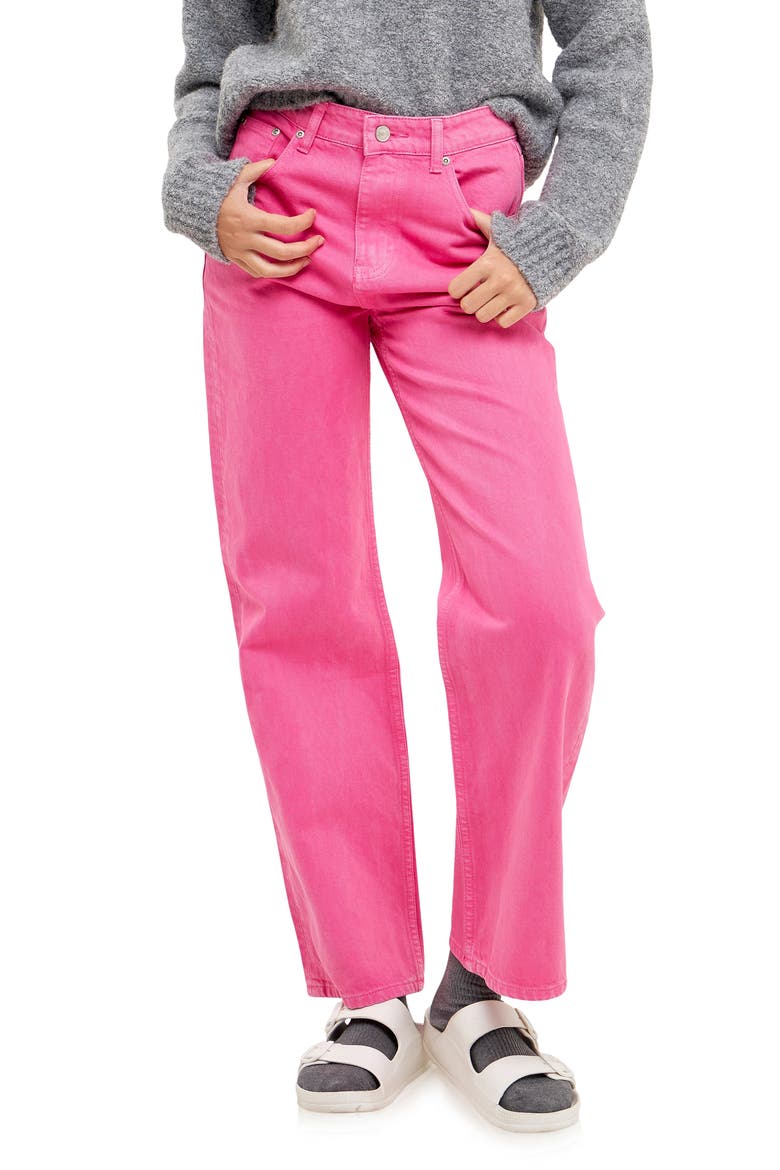 Color Wash Wide Leg Jeans, Main, color, PINK