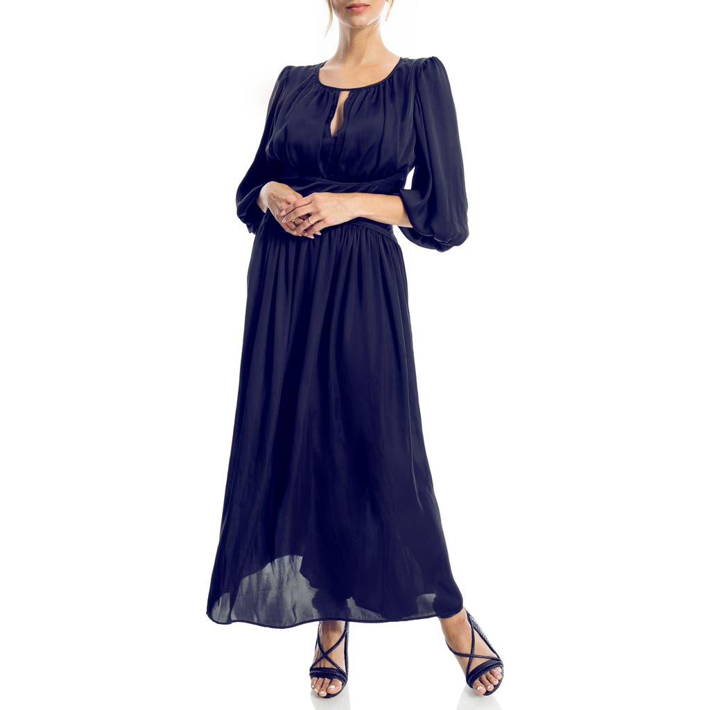 Max Studio Keyhole Balloon Sleeve Maxi Dress In Blue
