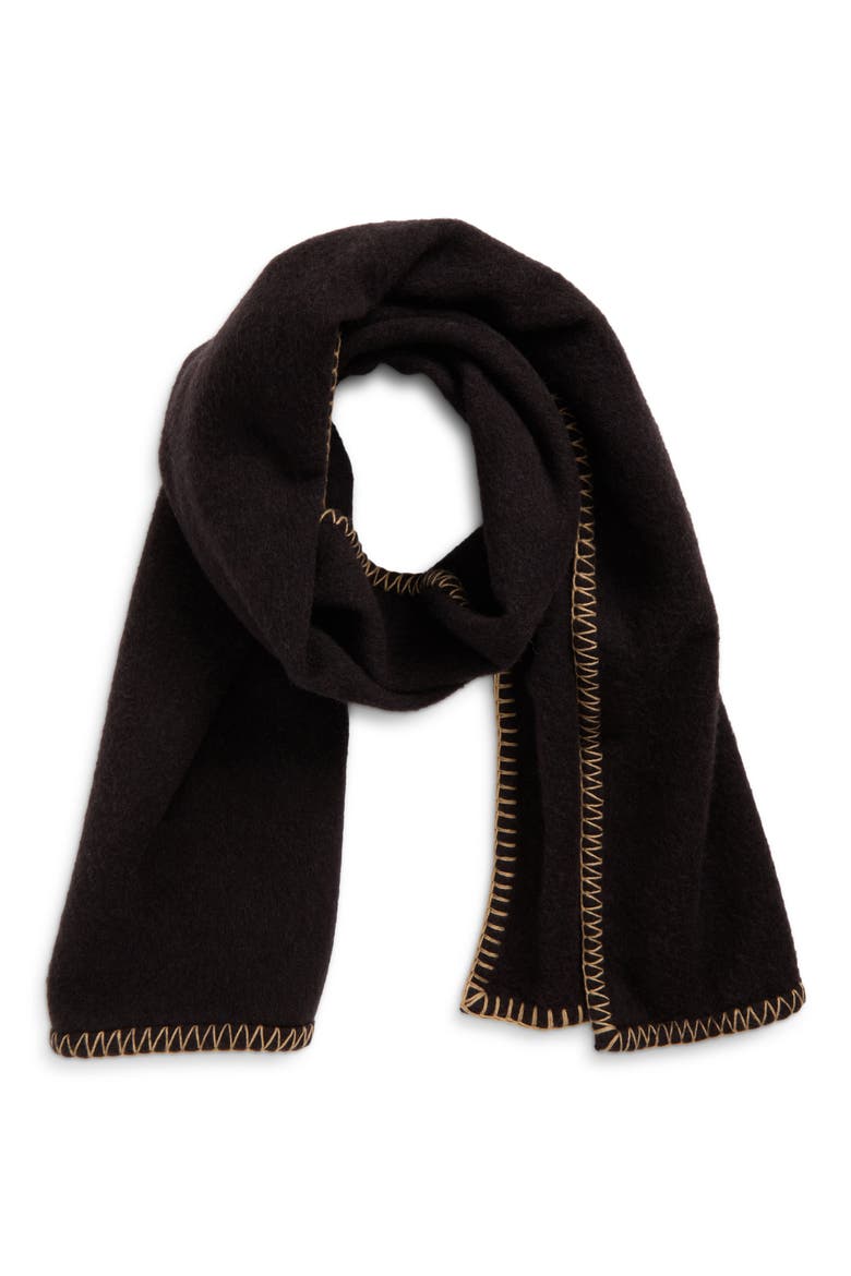 Blanket Stitch Merino Wool Wrap, Main, color, MIDLAND CAMELETTO