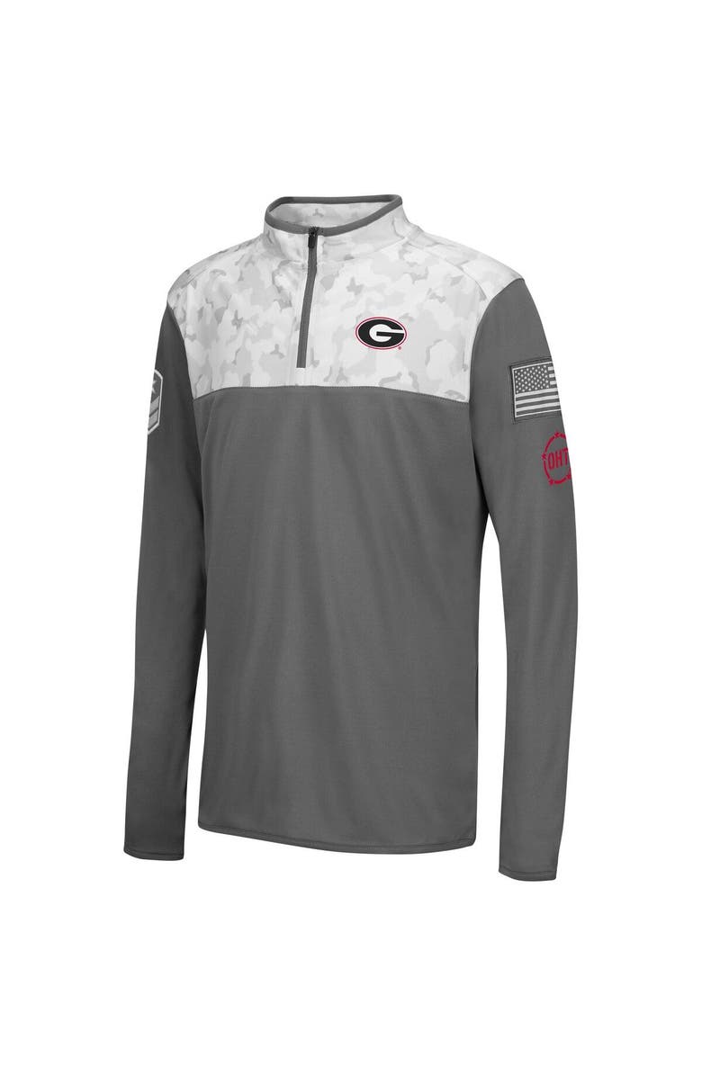 COLOSSEUM Youth Colosseum Charcoal/White Georgia Bulldogs OHT Military Appreciation Badge II Quarter-Zip Jacket, Alternate, color, 