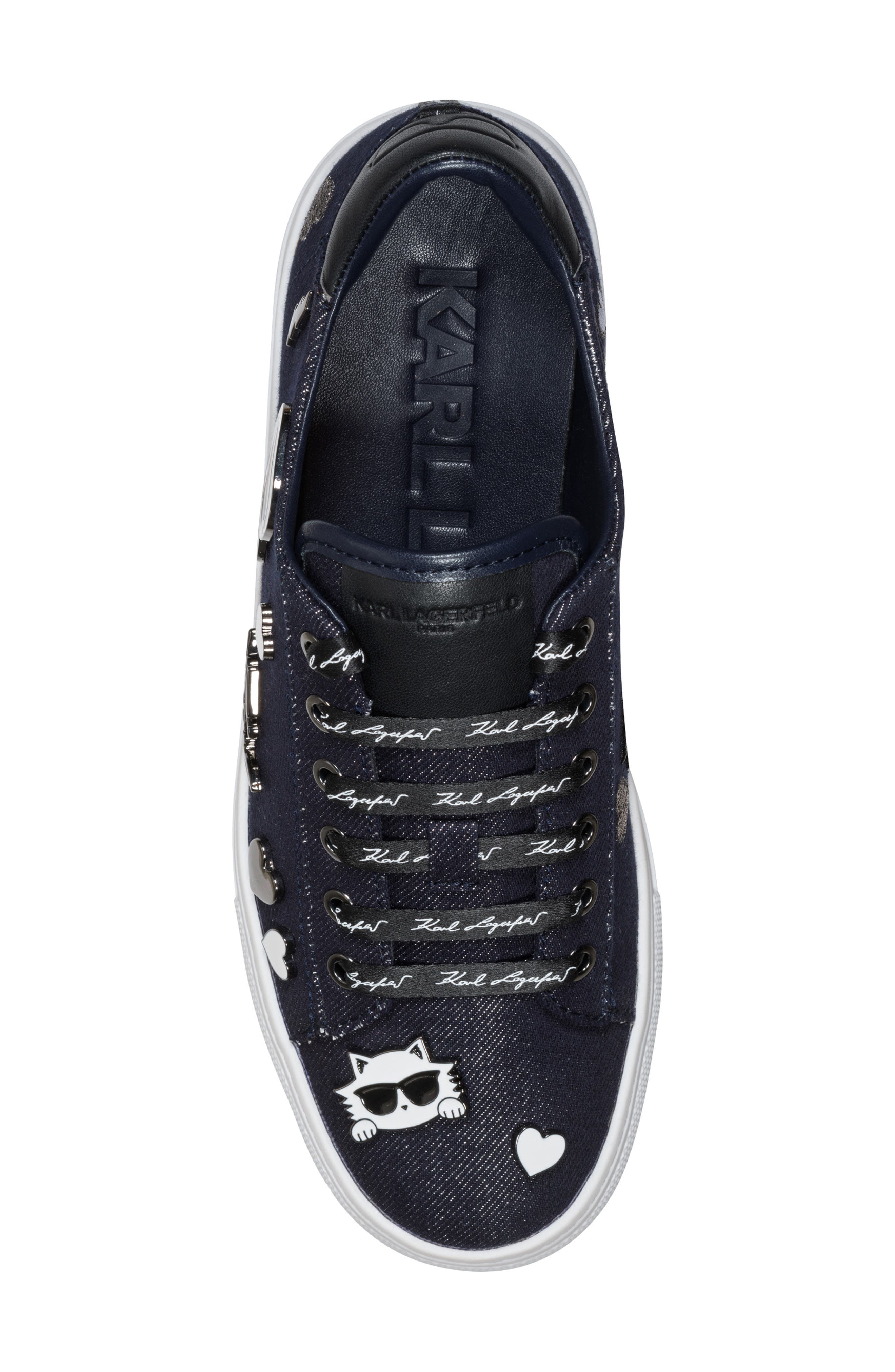 KARL LAGERFELD PARIS Cate Pin Logo Low Top Sneaker, Alternate, color, Dark Navy