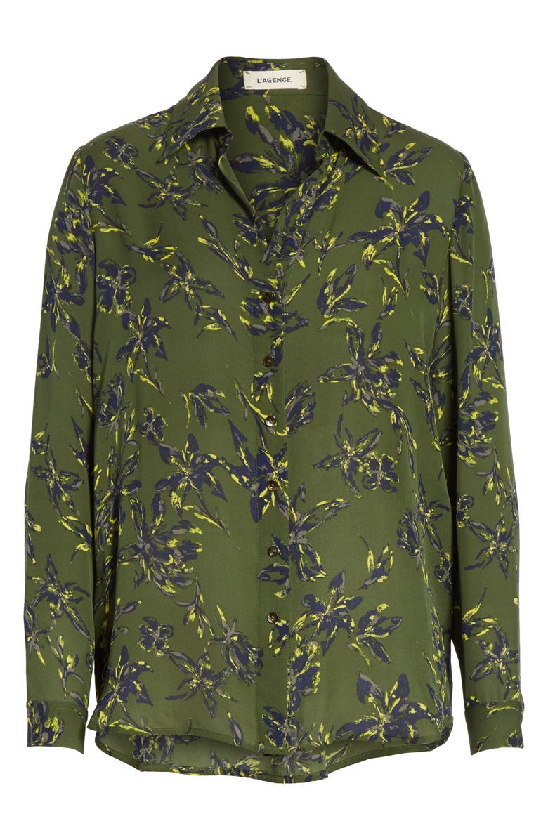 L'AGENCE Nina Print Silk Blouse, Alternate, color,