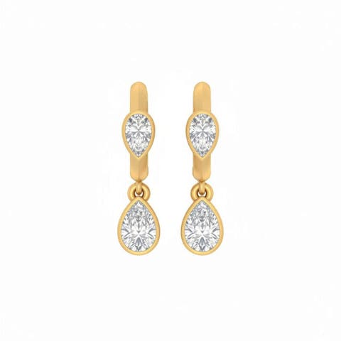 Lab Grown Diamond Double Pear Huggie Earrng 14K