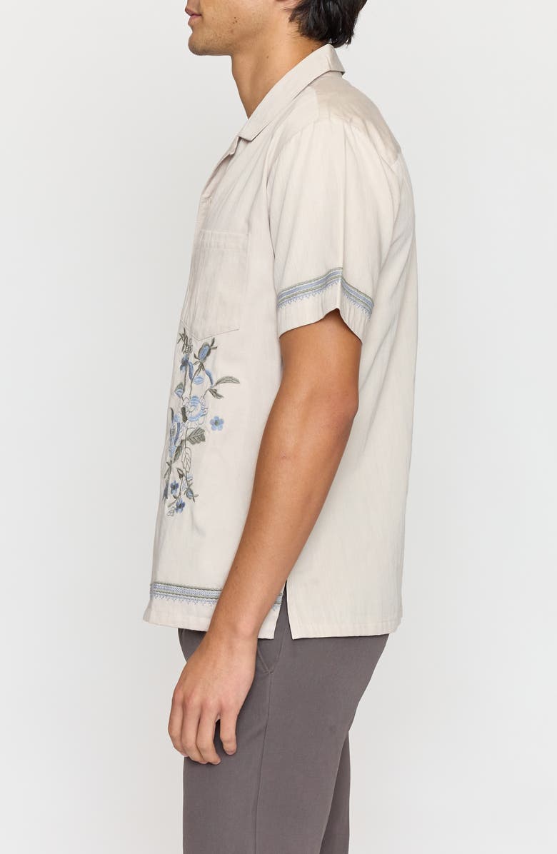 Raga Floral Embroidered Cotton Camp Shirt, Alternate, color,