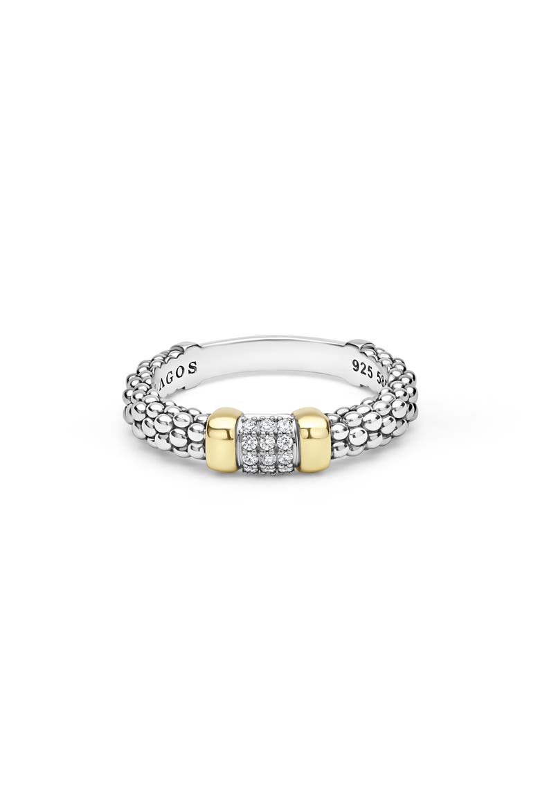 Signature Caviar 14k Gold Diamond Band Ring, Alternate, color, TWO-TONE