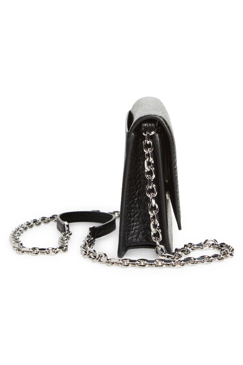 Large Leather Wallet on a Chain, Alternate, color, BLACK