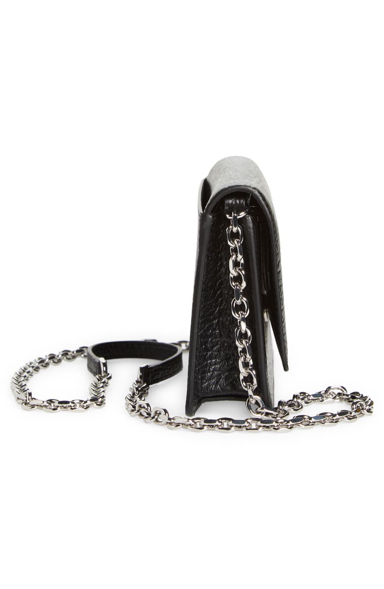 Maison Margiela Large Leather Wallet on a Chain, Alternate, color, Black