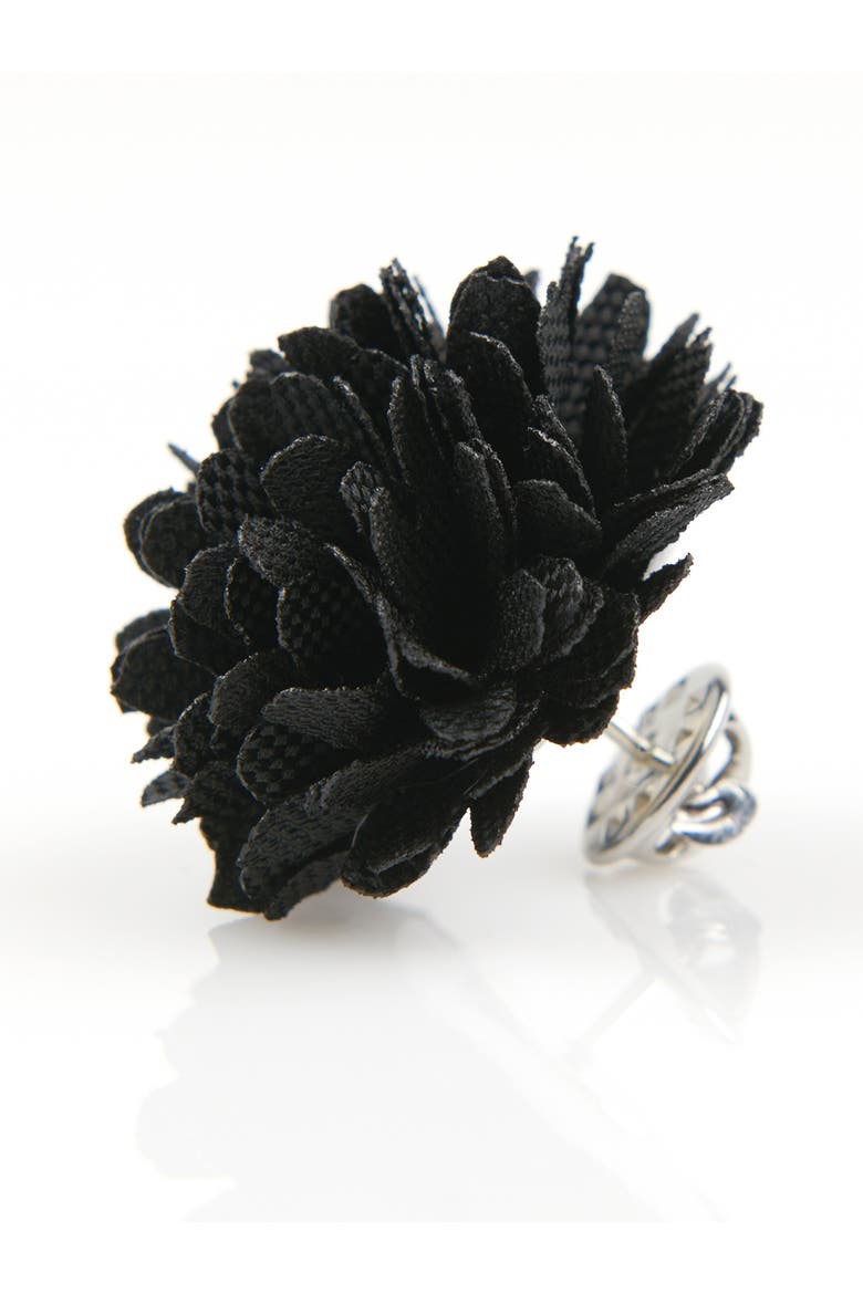 Men's Floral Lapel Pin, Alternate, color, BLACK