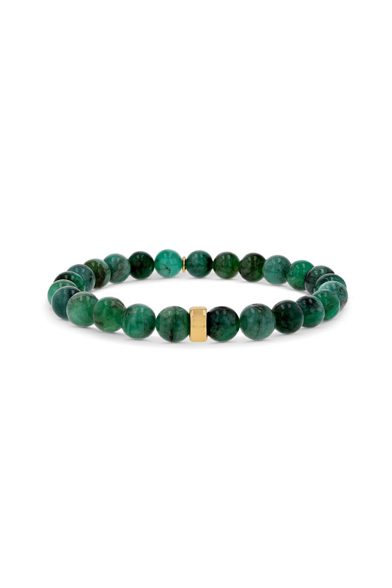 Mr Lowe Bead Bracelet with Plain Rondelle, Main, color, Emerald / 14kt Gold