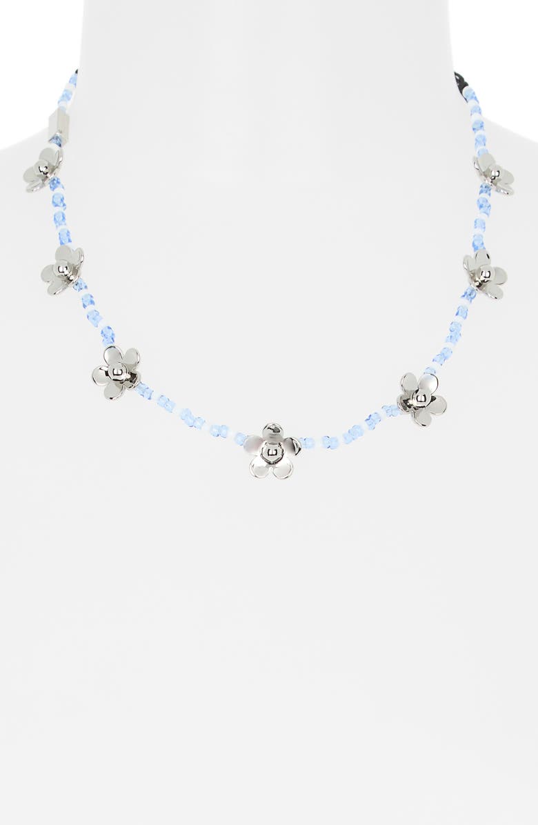 Marc Jacobs Daisy Beaded Station Necklace, Alternate, color, Silver/Blue