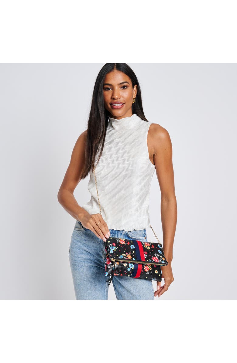 MODA LUXE Jules Print Clutch, Alternate, color, Black