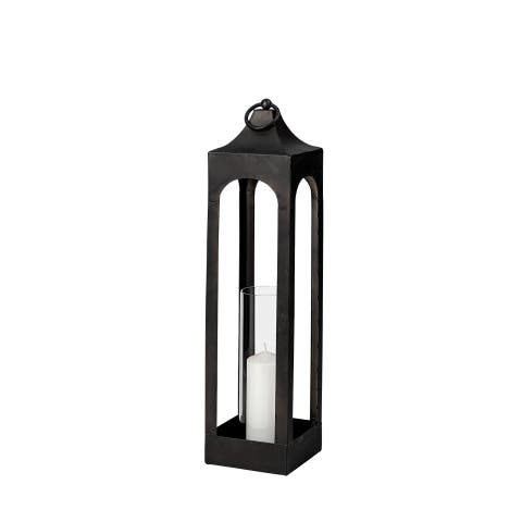 Ina Charcoal Metal Candle Holder Lantern