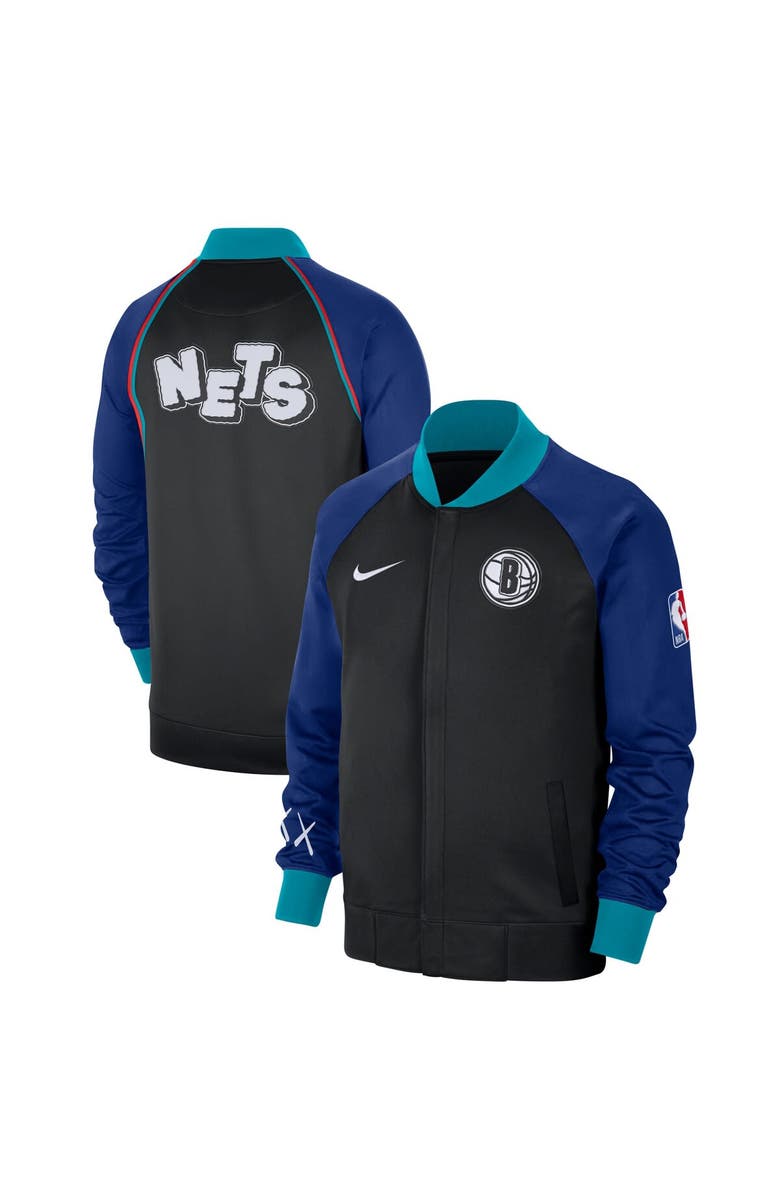 Nike Men's Nike Black Brooklyn Nets 2023/24 City Edition Authentic Showtime Performance Raglan Full-Zip Jacket, Main, color, 