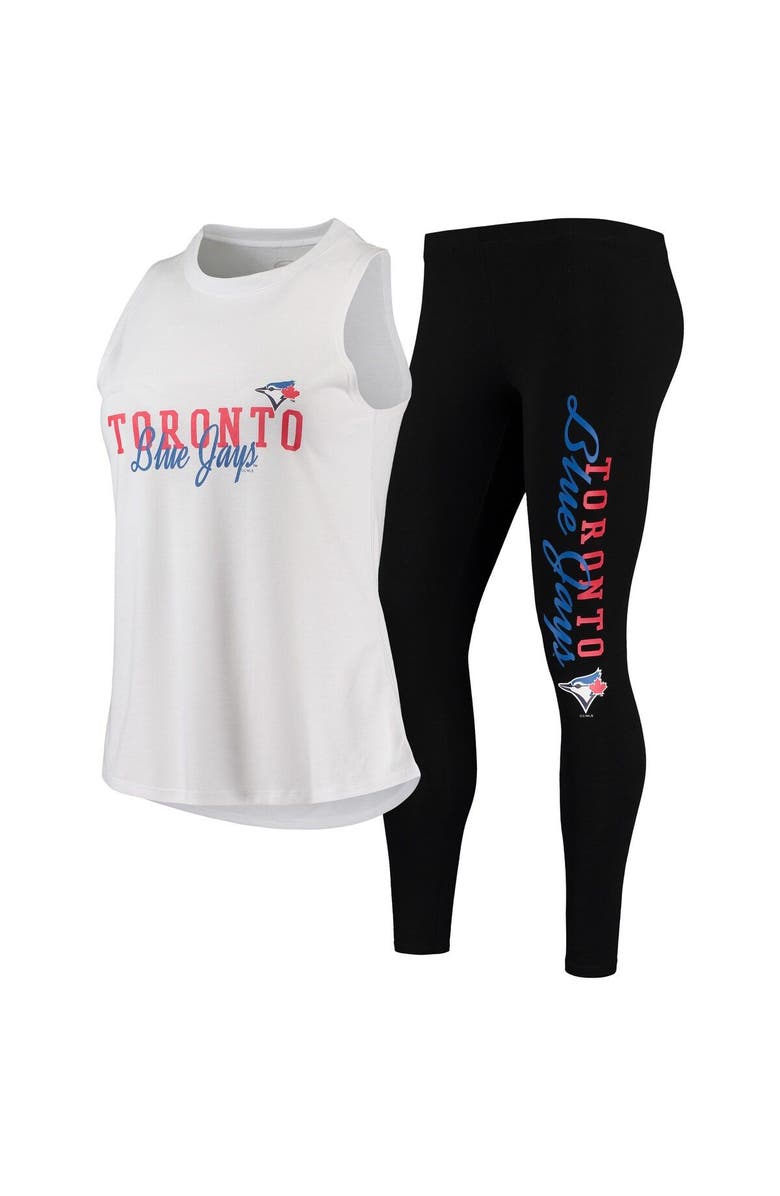 CONCEPTS SPORT Women's Concepts Sport White/Black Toronto Blue Jays Sonata Tank Top & Leggings Pajama Set, Main, color, 