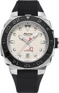 ALPINA Seastrong Diver Extreme Rubber Strap Automatic GMT Watch, 39mm x 40.5mm