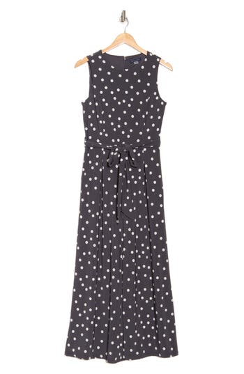 Tommy Hilfiger Polka Dot Sleeveless Tie Waist Crop Jumpsuit
