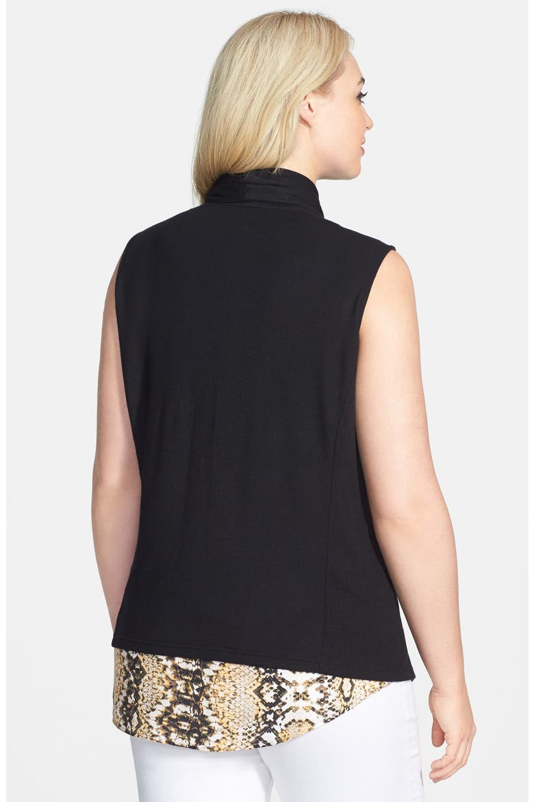 Drape Front Knit Vest, Alternate, color, BLACK