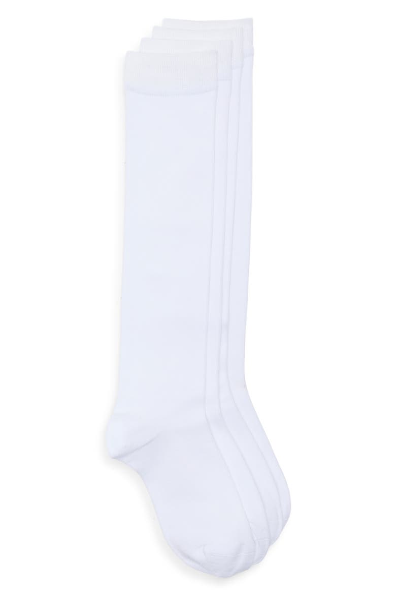 Assorted 2-Pack Everyday Flat Knit Knee High Socks, Alternate, color, WHITE