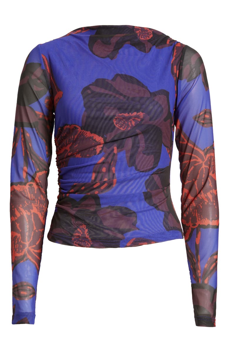Cleobella Remy Floral Print Ruched Mesh Top, Alternate, color,