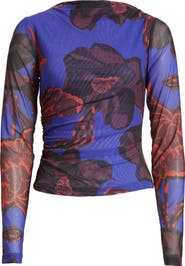Cleobella Remy Floral Print Ruched Mesh Top