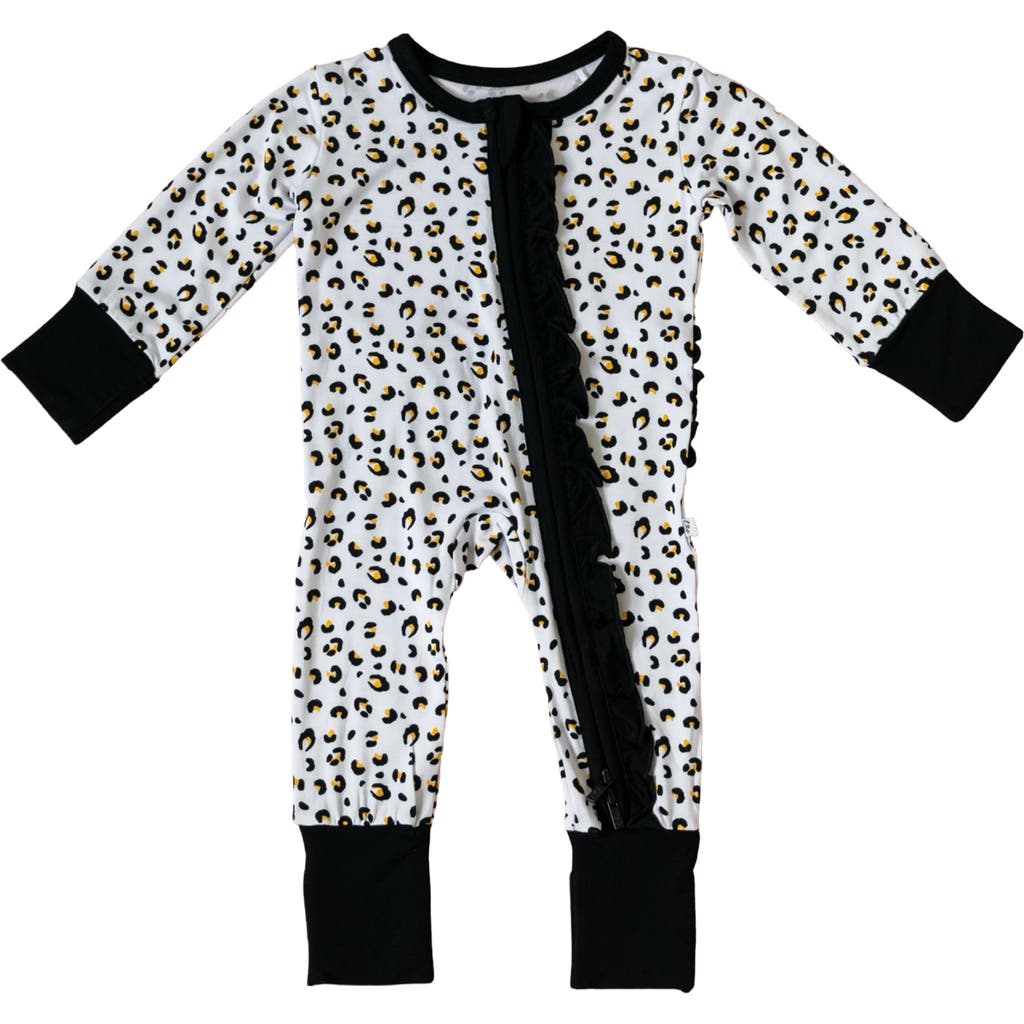 Laree + Co Allie Ruffle Convertible Footie In Leopard