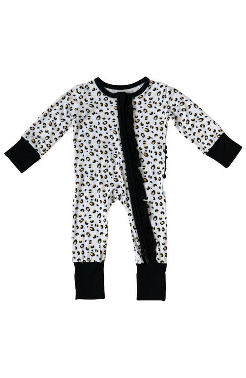 Laree + Co Allie Ruffle Convertible Footie In Leopard