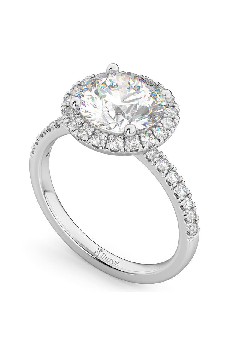 Round Halo Lab Diamond Engagement Ring 14K, Alternate, color, 2.50ct/White Gold