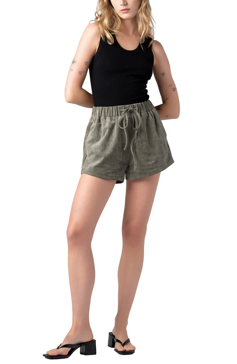 BLANKNYC Faux Suede Drawstring Shorts, Alternate, color,