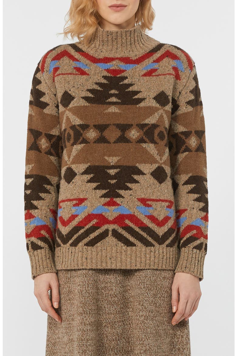 Eritrea Jacquard Mock Neck Sweater, Main, color, AVIO