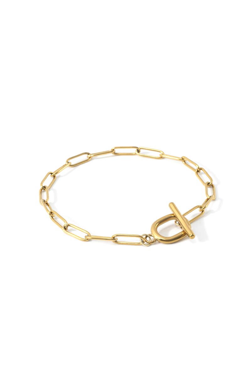 Toggle Clasp Paperclip Chain Bracelet, Alternate, color, Gold Tone