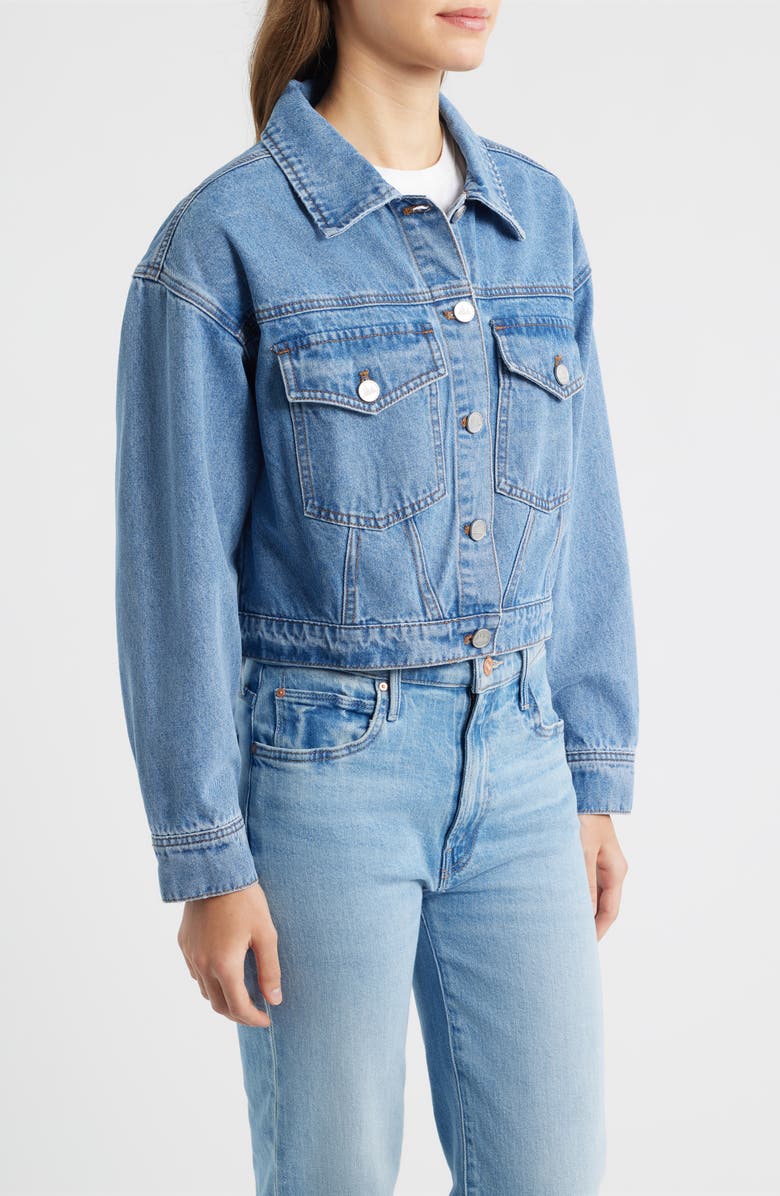 CITY BLUES Patch Pocket Crop Denim Jacket, Alternate, color, Vintage Wash