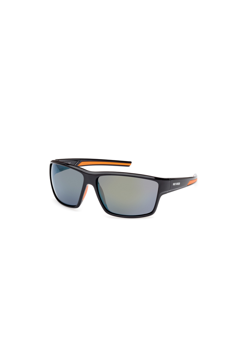 Accent Stripe Wraparound Sport Sunglasses, Main, color, Shiny Black / Bordeaux